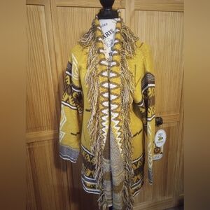 Cato Yellow and Brown Patterned Cardigan